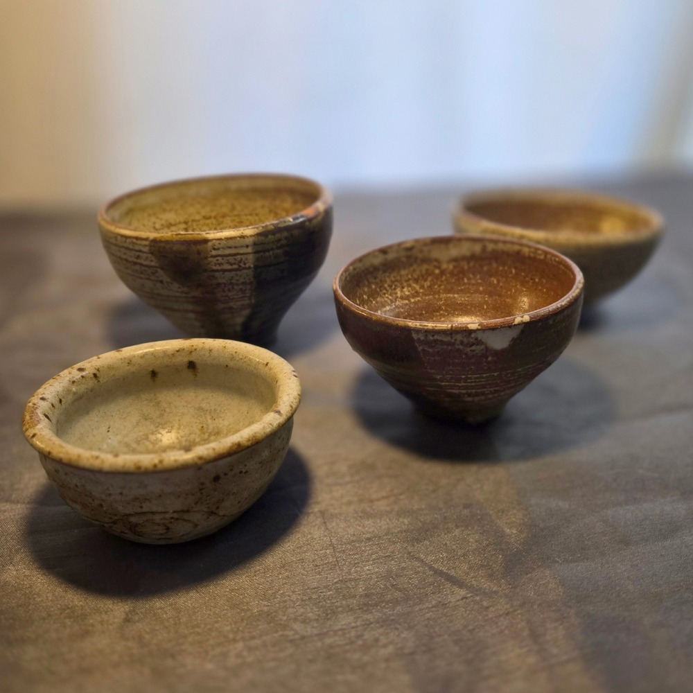 Set of 4  Different Ceramic Tea Matcha‎ Cups Sake Small Bowls Rustic Glaze